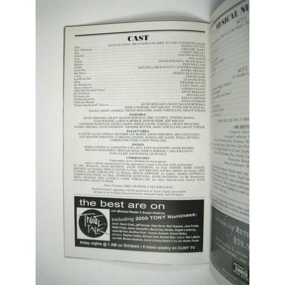 Billy Elliot Playbill 2009 Imperial Theatre Flyer Ticket Photo of David Alvarez - Picture 9 of 11